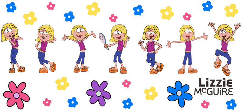 Disney Lizzie McGuire flower icon pattern UV DTF cup wrap for 16oz glass can KA-8342