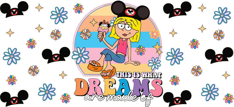 Disney Lizzie McGuire dreams Mickey cup wrap with UV DTF transfer for 16oz glass KA-8352