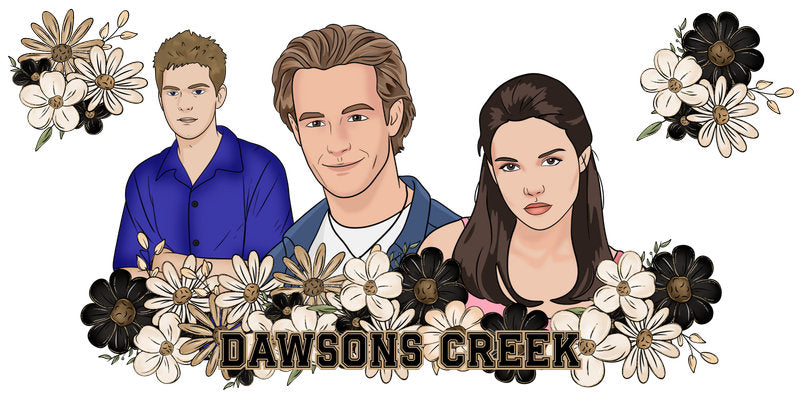 Dawson's Creek cast UV DTF cup wrap for 16oz Libbey Glass with 90s TV show photo collage KA-8358