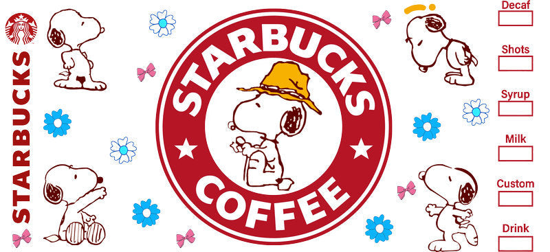 Red Coffee Lover Cartoon 16oz UV DTF Transfer Cup Decal for Libbey Glass KA-8492