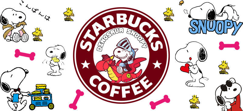 Holiday Coffee Lover Cartoon 16oz UV DTF Transfer Cup Decal for Libbey Glass KA-8508