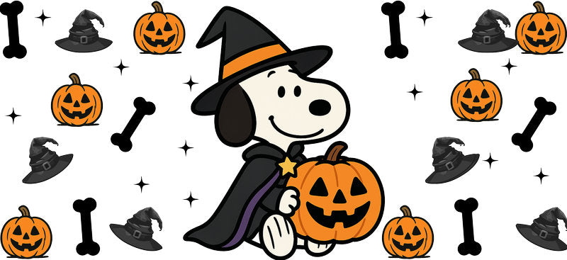 Pumpkin Witch Cartoon 16oz UV DTF Transfer Cup Decal for Libbey Glass KA-8511