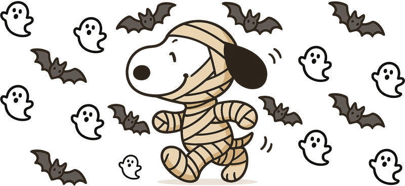 Spooky Mummy Cartoon 16oz UV DTF Transfer Cup Decal for Libbey Glass KA-8516