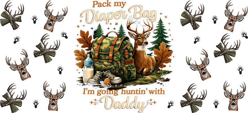 Duck Hunting Daddy Design 16oz UV DTF Transfer Cup Wrap for Libbey Glass KA-8549