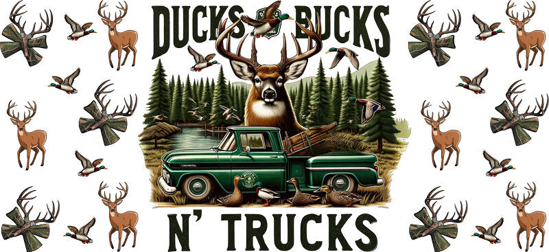 Ducks And Trucks Country Life 16oz UV DTF Transfer Cup Wrap for Libbey Glass KA-8571