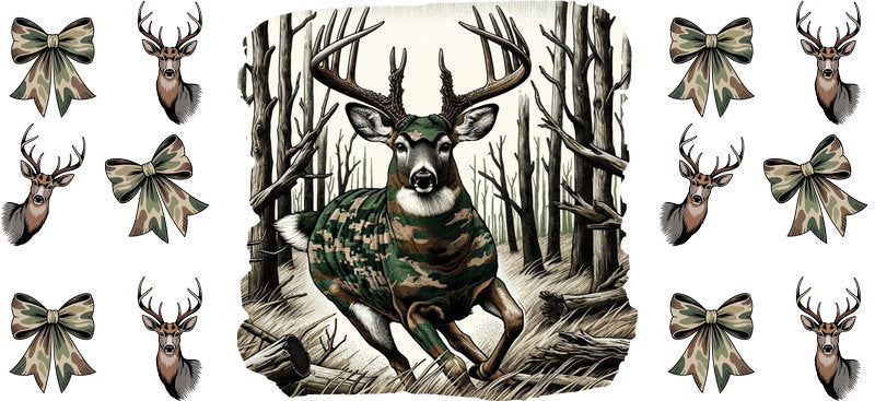 Whitetail Deer Hunter Design 16oz UV DTF Transfer Cup Wrap for Libbey Glass KA-8573