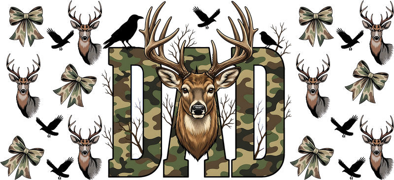 Deer Dad Life Outdoor Design 16oz UV DTF Transfer Cup Wrap for Libbey Glass KA-8574