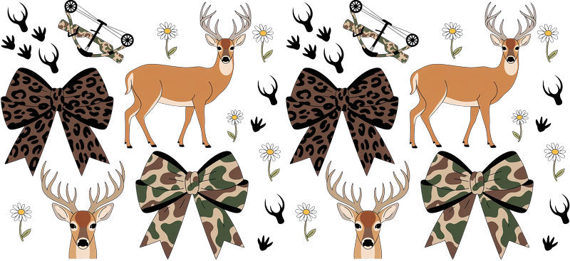 Camo Deer Bow Hunter 16oz UV DTF Transfer Cup Wrap for Libbey Glass KA-8582