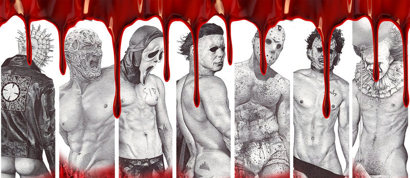 KA-8690,Minimal horror faces glass can wrap UV DTF transfer,KA-8690