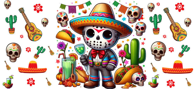 KA-8780: skeleton, family, sombrero, cactus, colorful