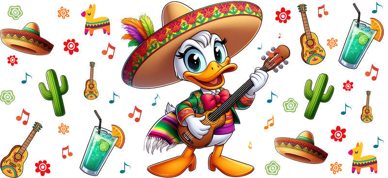KA-8782: boy, guitar, sombrero, cactus, colorful