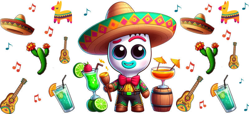 KA-8819: girl, guitar, sombrero, cactus, colorful
