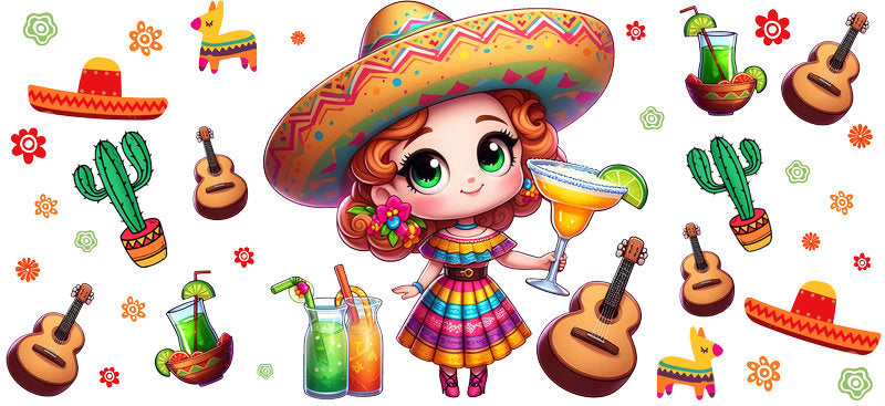KA-8822: girl, dress, crown, cactus, colorful