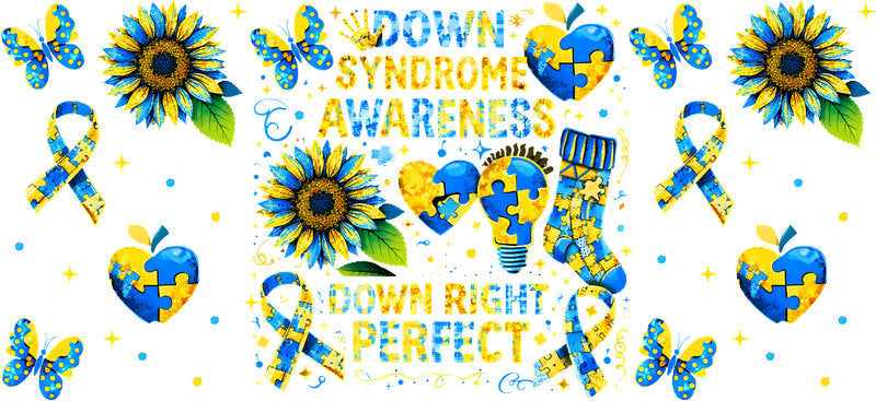 Down Syndrome Awareness Sunflower Ribbon Design on 16oz Glass Can