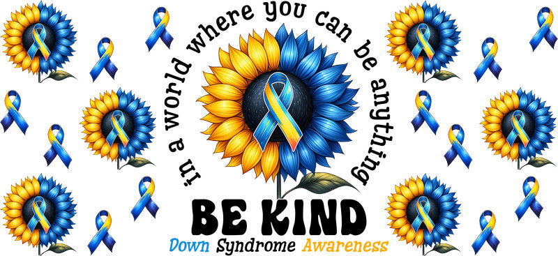 Be Kind Sunflower Awareness Illustration for 16oz Glass