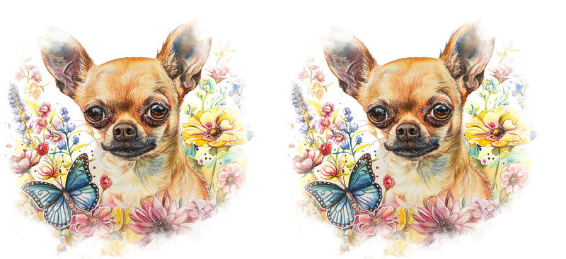 Spring Chihuahua Floral Garden UV DTF Cup Wrap for 16oz Glass Can