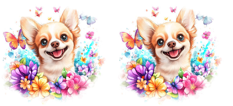 Cute Chihuahua Flower Crown UV DTF Cup Wrap for 16oz Glass Can