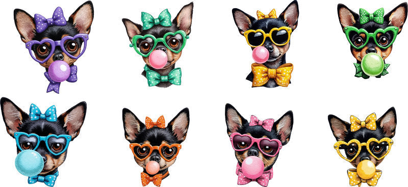 Chihuahua Butterfly Pattern UV DTF Cup Wrap for 16oz Glass Can