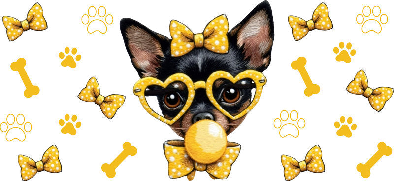 Cool Chihuahua Sunglasses Dog UV DTF Cup Wrap for 16oz Glass Can