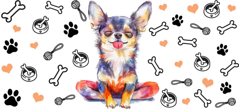 Pastel Chihuahua Watercolor Artwork UV DTF Cup Wrap for 16oz Glass Can