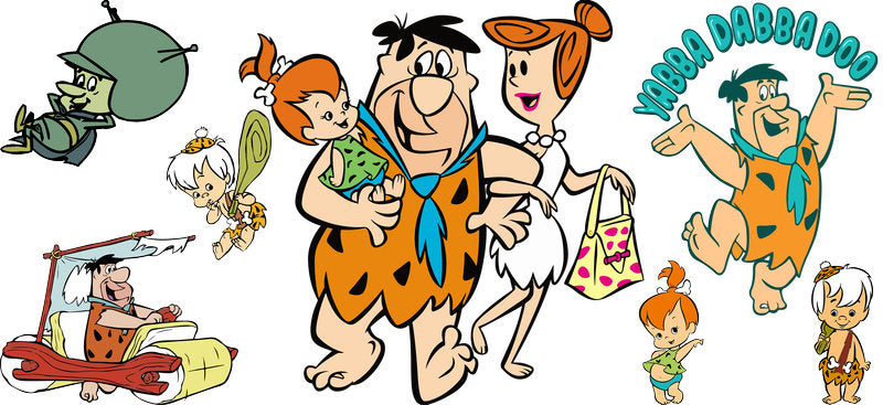 Stone Age Cartoon Dinosaur & Family UV DTF Cup Wrap for 16oz Libbey Glass