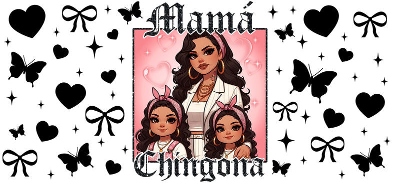 Retro Latina Queen Artwork UV DTF Cup Wrap for 16oz Libbey Glass