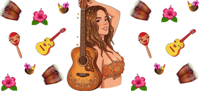 Acoustic Music Inspired Diva UV DTF Cup Wrap for 16oz Libbey Glass