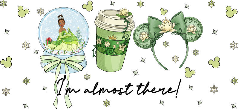 Green coffee girl design UV DTF Cup Wrap for 16oz Libbey Glass