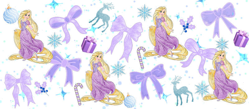 Purple fairy bow UV DTF Cup Wrap for 16oz Libbey Glass