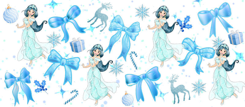 Blue fairy princess UV DTF Cup Wrap for 16oz Libbey Glass