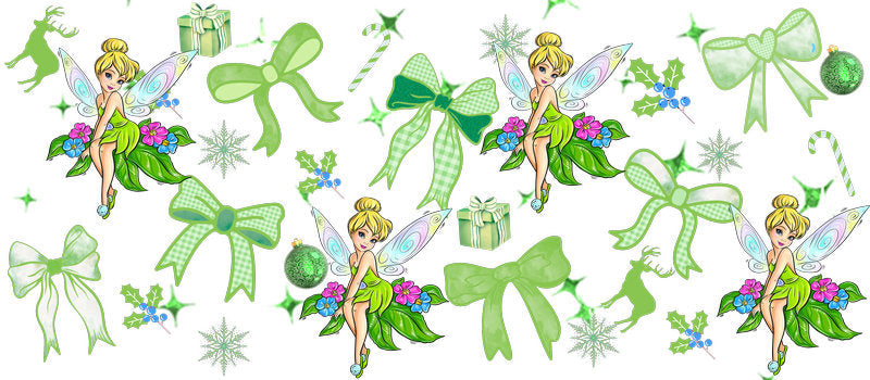 Flower fairy themed UV DTF Cup Wrap for 16oz Libbey Glass