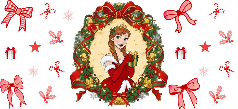 Christmas Ice Fantasy Girl UV DTF Cup Wrap for 16oz Libbey Glass