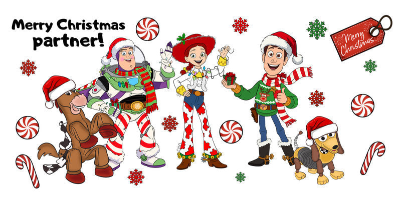 Christmas Partner Characters Cup Wrap for 16oz Libbey Glass