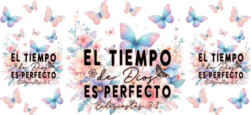 KA-9606 floral pastel faith UV DTF cup wrap for 16oz glass tumbler with bible verse theme