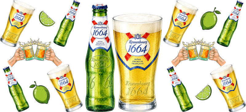 KA-9624 golden beer drink UV DTF cup wrap for 16oz glass can party aesthetic