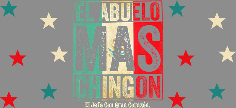 KA-9684 latino el abuelo chingon uv dtf cup wrap for 16oz glass can custom cup decal cultural gift design