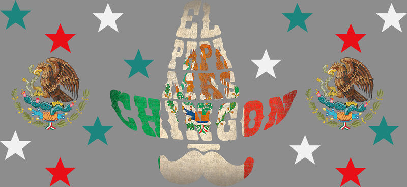 KA-9690 el papa flag style uv dtf cup wrap for 16oz glass can mexican flag aesthetic cup decal design
