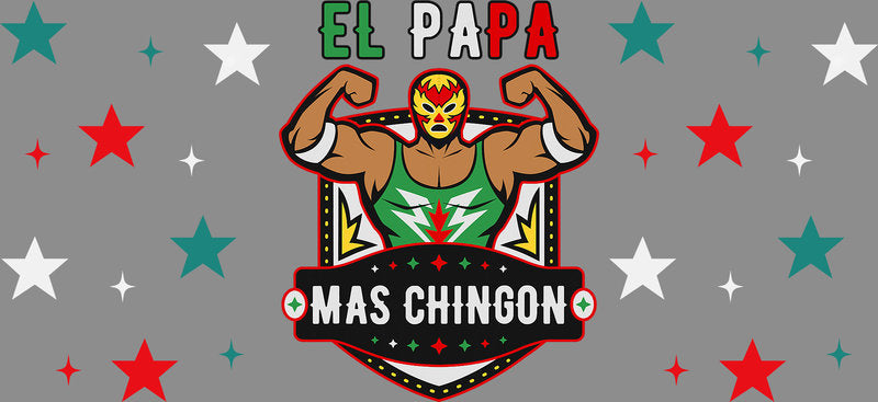 KA-9693 chingon emblem el papa uv dtf cup wrap for 16oz glass can cultural cup decal gift design
