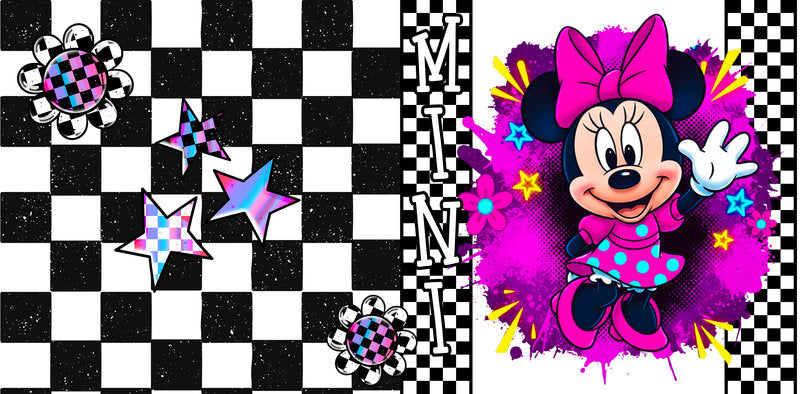 KA-9729 pink mouse character uv dtf cup wrap for 16oz glass can custom cup decal cute design