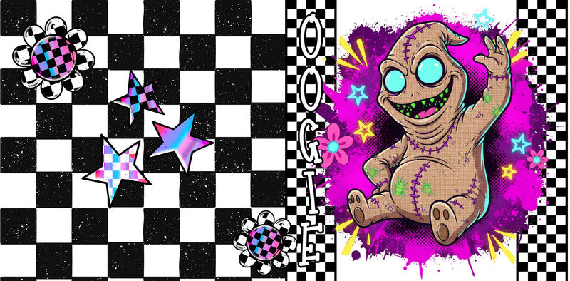KA-9731 blue alien character uv dtf cup wrap for 16oz glass can custom cup decal cute fantasy design