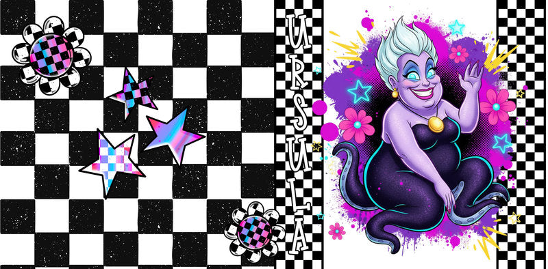KA-9741 sea witch character uv dtf cup wrap for 16oz glass can custom cup decal villain inspired design