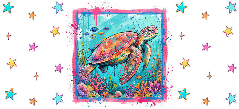 KA-9753 colorful sea uv dtf cup wrap for 16oz glass can ocean aesthetic tropical design