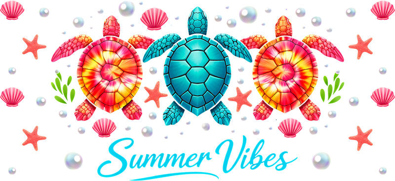 KA-9768 summer tropical vibes uv dtf cup wrap for 16oz glass can beach ocean aesthetic design