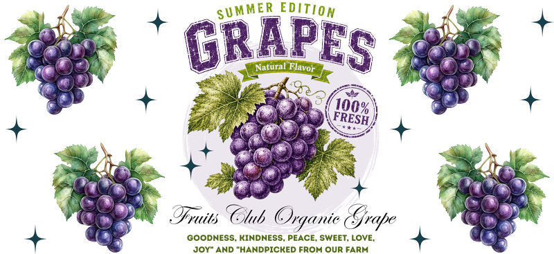 KA-9785 grape fruit uv dtf cup wrap for 16oz glass can fresh aesthetic design