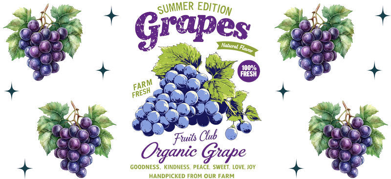 KA-9789 grape fruit uv dtf cup wrap for 16oz glass can summer aesthetic design