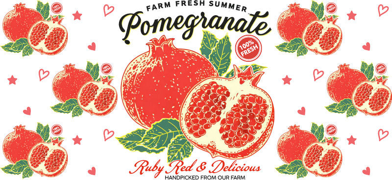 KA-9796 pomegranate fruit uv dtf cup wrap for 16oz glass can aesthetic drinkware design