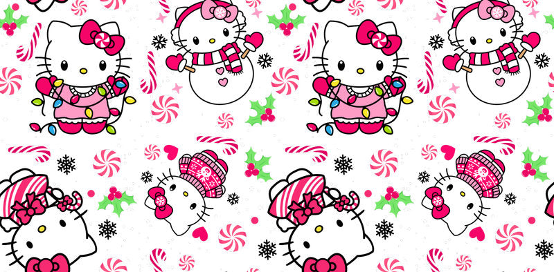 KA-9859 cute pink christmas UV DTF cup wrap for 16oz glass can holiday aesthetic drinkware design