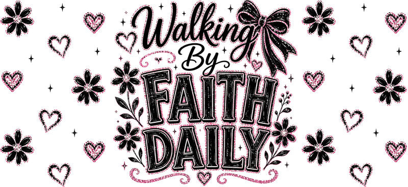 KA-9884 faith daily UV DTF cup wrap 16oz glass can inspirational design