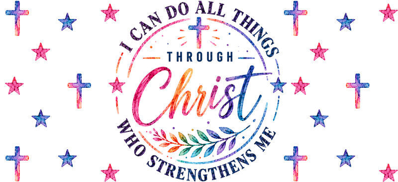 KA-9891 Christ centered UV DTF cup wrap 16oz glass can faith design