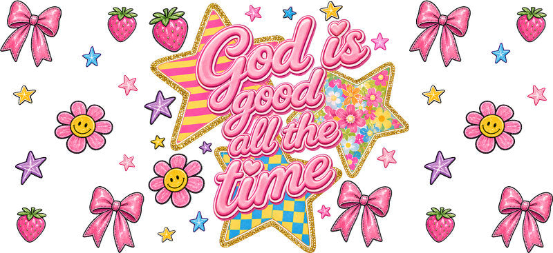 KA-9894 God is good floral UV DTF cup wrap 16oz glass can aesthetic design